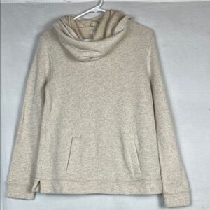 J. Crew Cream Cowl Neck Pull Over Sweater Kangaroo Pocket